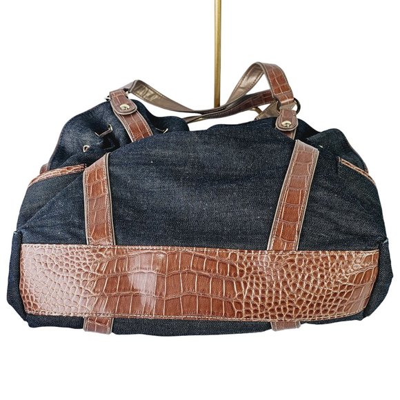 Vintage Y2K Liz Claiborne Denim Vegan Leather Hobo Bag & 2 Matching Wallets - Picture 6 of 12